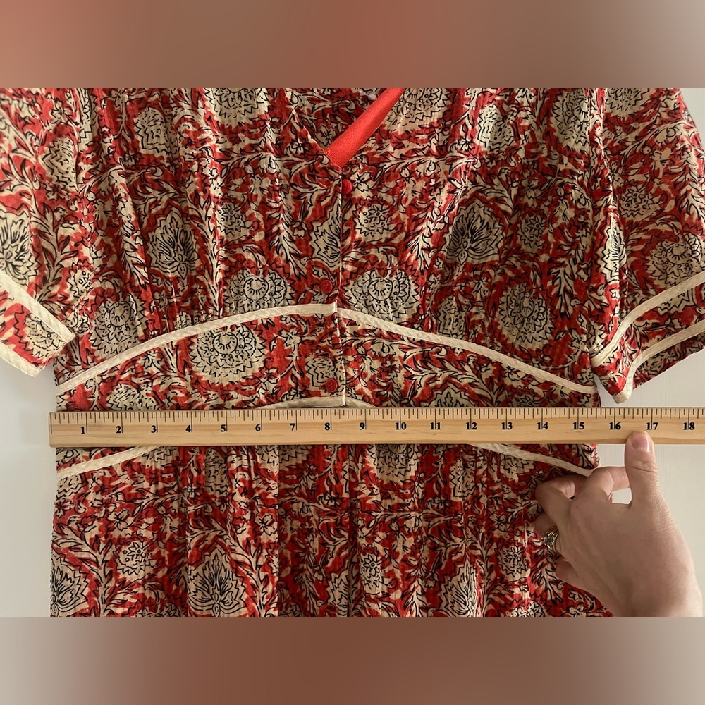 ba&sh Red and Gold Patterned Dress - Picture 13 of 14